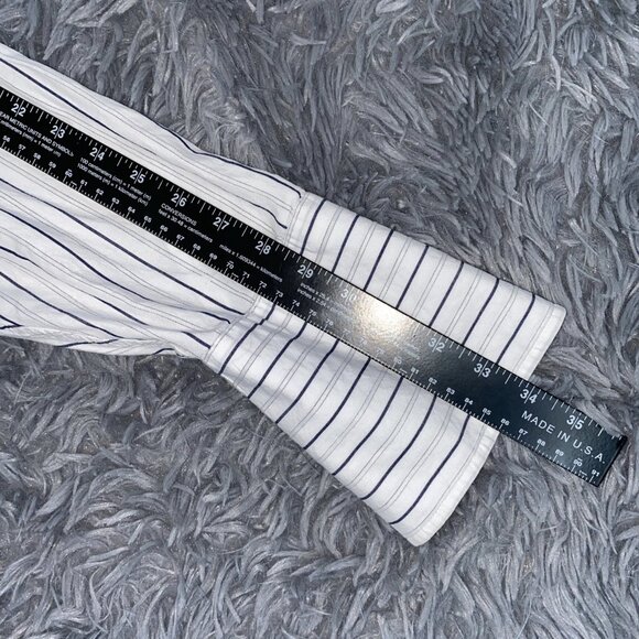 Donald Trump Sig Collection 15.5 34/35 White W/Blk Stripped Shirt French Cuff - Picture 6 of 8